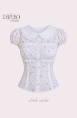 Peter Pan Floral Short-Sleeve Blouse 