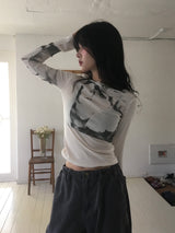 フラワータトゥーTシャツ