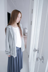 shirring neck hood zip-up(3colors)