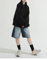 Grayish Washing Skater Half Pants