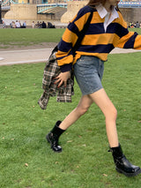 [UNISEX] Perrin ストライプカラスウェットシャツ