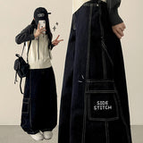 Tins Saint-Jean Stitch Side Curved Slit Cargo Denim Wide Pants