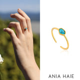 [Han Hyo-joo Worn] Turquoise 925 Silver + 14k gold plating Adjustable Size Ring R014-01G