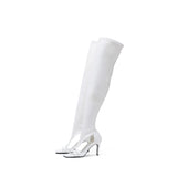Side Cut-Out Open Toe Boots Heel(White)