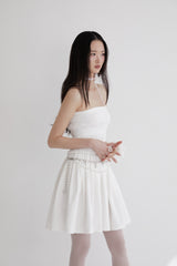 Chiffon smock shirring dress (WHITE)