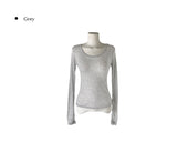 Todu Round See-through Long Sleeve T-Shirt