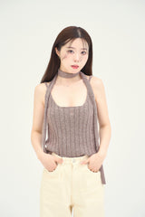 ネックタイニットキャミソール / necktie knit camisole