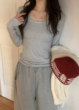 Peach Warm Border Round T-shirt (5color)