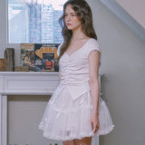 Ribbon cancan lace skirt - WHITE