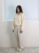 26ss wide double pleats chino pants 3color