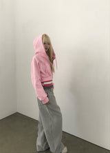 [FLEECE]クリスタルドットクロップドフードジップアップ
