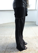 [ID] Layered Leather Bootcut Pants (Black)