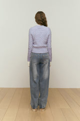 WASHING PIN TUCK NAPPING WIDE-FIT DENIM PANTS [BLUE]