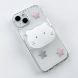 [phone grip] silver cat