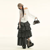 Vintage Check Tiered Maxi Skirt