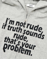 RUDE hood zip up (GREY) WOMENS