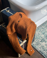 CROPPED HOODIE CARDIGAN - CAMEL BROWN