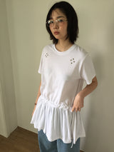 アイレットフリルクルーネックTシャツ (3color)