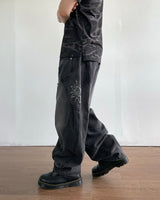 Solar embroidered denim pants