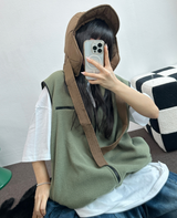 フリースレイヤードベストジップアップ💚💙🖤🧡4COLOR