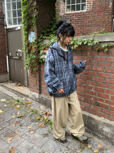 [unisex] シルフィード オーバーフィット チェック ウィンドブレーカージャケット