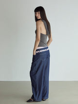 Frill Block Pants_Deep Blue