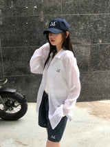 NUVIA LOOSE-FIT SEE THROUGH SHIRT (2color)