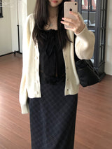 V-knit cardigan (2 colors)