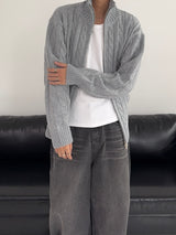 [MADE] Two-Way Wool Cable Knit Zip-Up (7C)