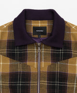 Plaid Check Flannel Zip-Up Jacket _ MUSTARD