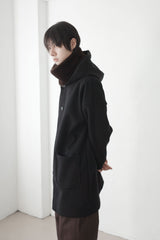 relaxed hood wool coat