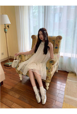 Lemon tea halterneck flare sleeveless dress