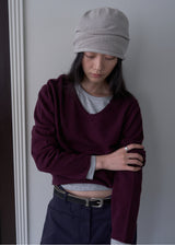 マイロ Vネック ウールニット (Plum)