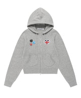 W UNION JACK KNIT ZIP UP HOODIE GREY(CV2FFFK681A)
