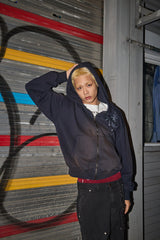 STARRYNIGHT WASHING FUR HOOD ZIP UP  NAVY