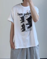 キディングキャットプリントショートスリーブTシャツ