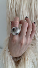 Microphone square silver ring