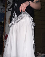 (2color) Frill Wide Ribbon Banding Pants