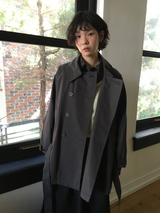 Belted trench half coat (2color)
