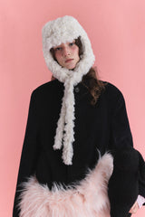 KNOT EARFLAP HAT IN FURRY CREAM