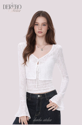 White Daisy flare cardigan two-piece(SET)