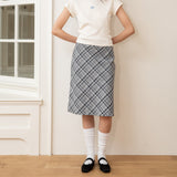 Check Long Skirt (cool grey)