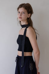 Black jacquard slim scarf