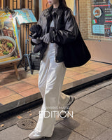 【MADE】ノーカラーレザージャンパー
