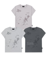 ピクセルフェアリーグラフィックキャップスリーブTシャツ - ホワイトグレー