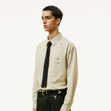 [SET] everyday stripe shirt & square tip knit tie ivory