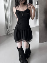 [60%Exclusive] black lace corset one-piece