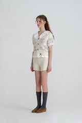 Leaf knit pants_ivory