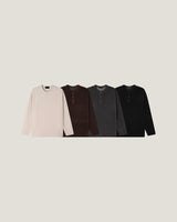 (M's) Velour Henley Neck Long Sleeve