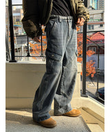 [Unisex] ダイイングデニムカーゴパンツ(2color)